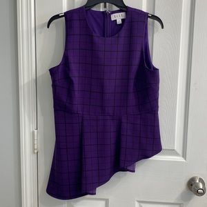 Elle size Medium Purple Black Checkered Asymmetrical Sleeveless Dress.
